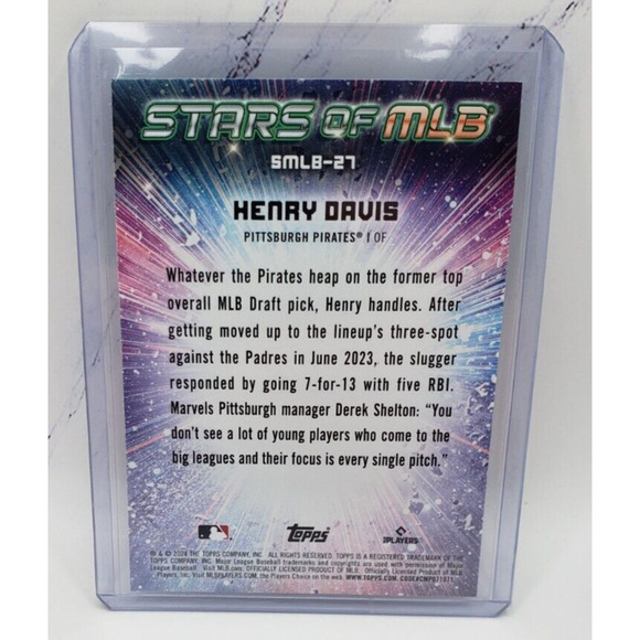 2024 Topps Series 1 Stars of MLB Henry Davis #SMLB-27 Pittsburgh Pirates Rookie - Picture 2 of 4